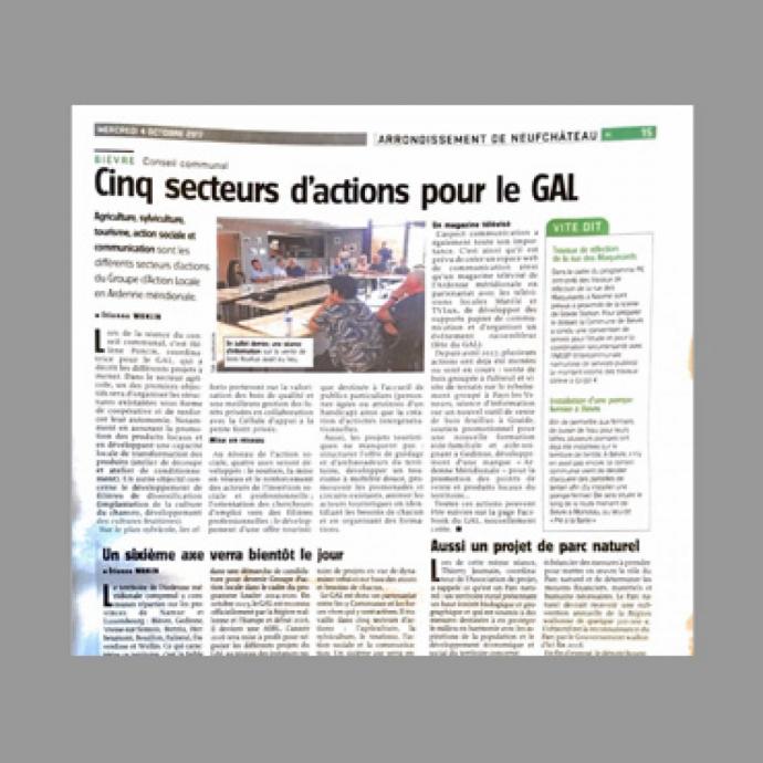 Cinq secteurs d'action pour le GAL Ardenne Méridionale (conseil communal Bièvre) - Revue de presse GAL Ardenne Meridionale
